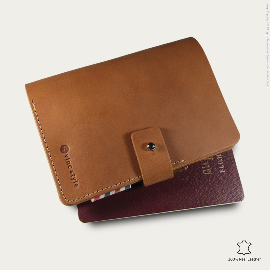 กระเป๋าใส่หนังสือเดินทาง หนังแท้ สลักชื่อได้ รุ่น Leather Traveller Book Cover