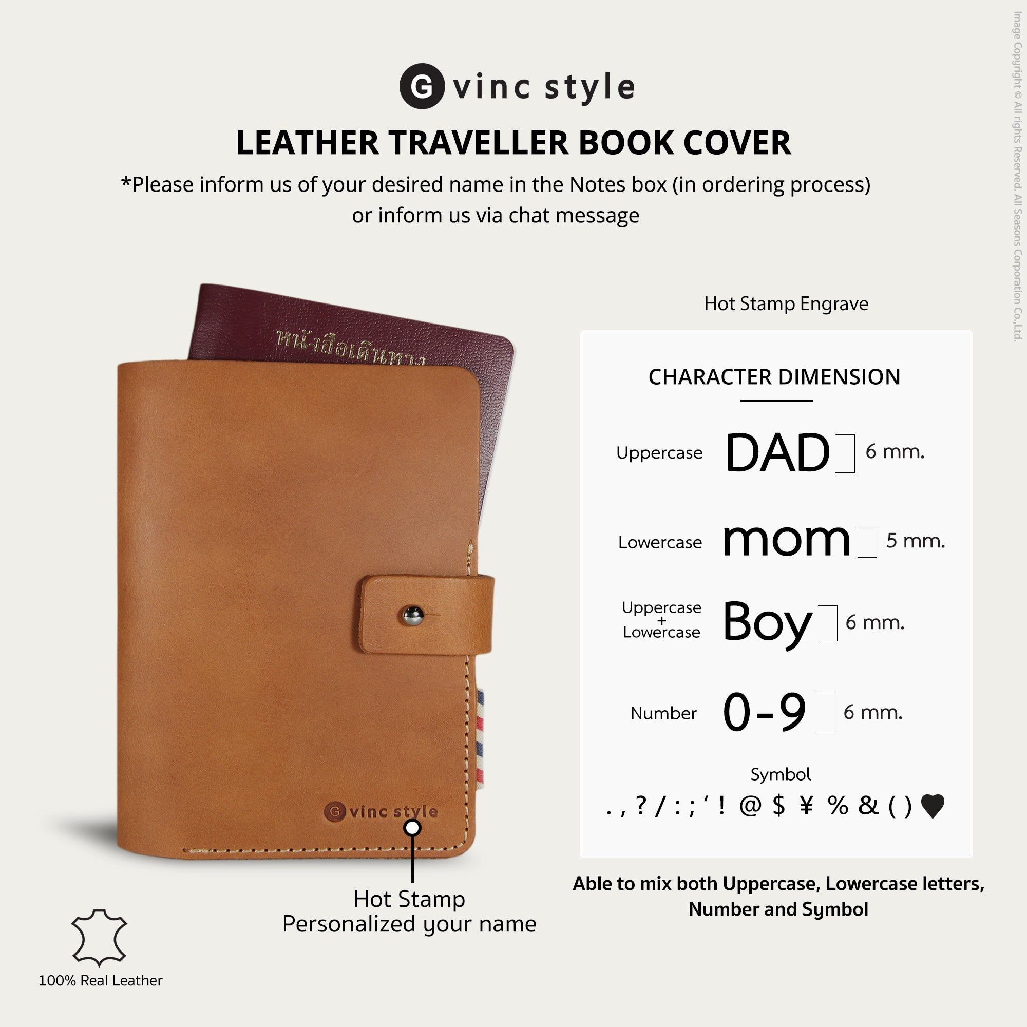 Personalized Leather Traveller Book Cover