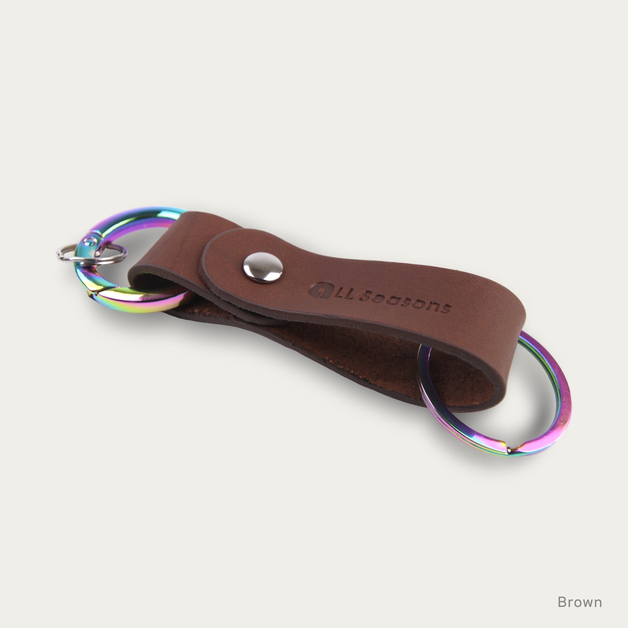 2 Rainbow Keychain Circular&Flat Round [Smooth Leather] V.1