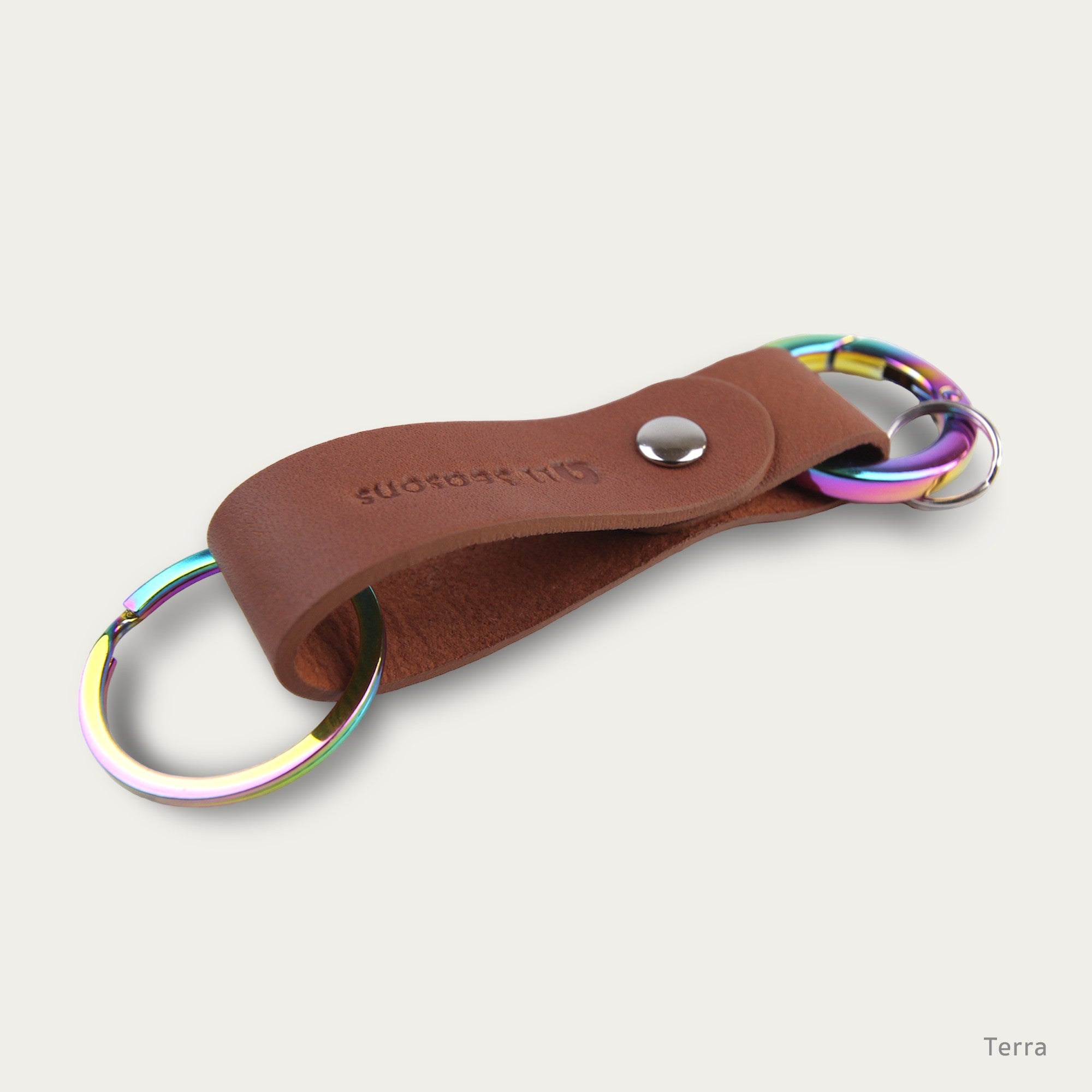 2 Rainbow Keychain Circular&Flat Round [Mill Grain Leather] V.2