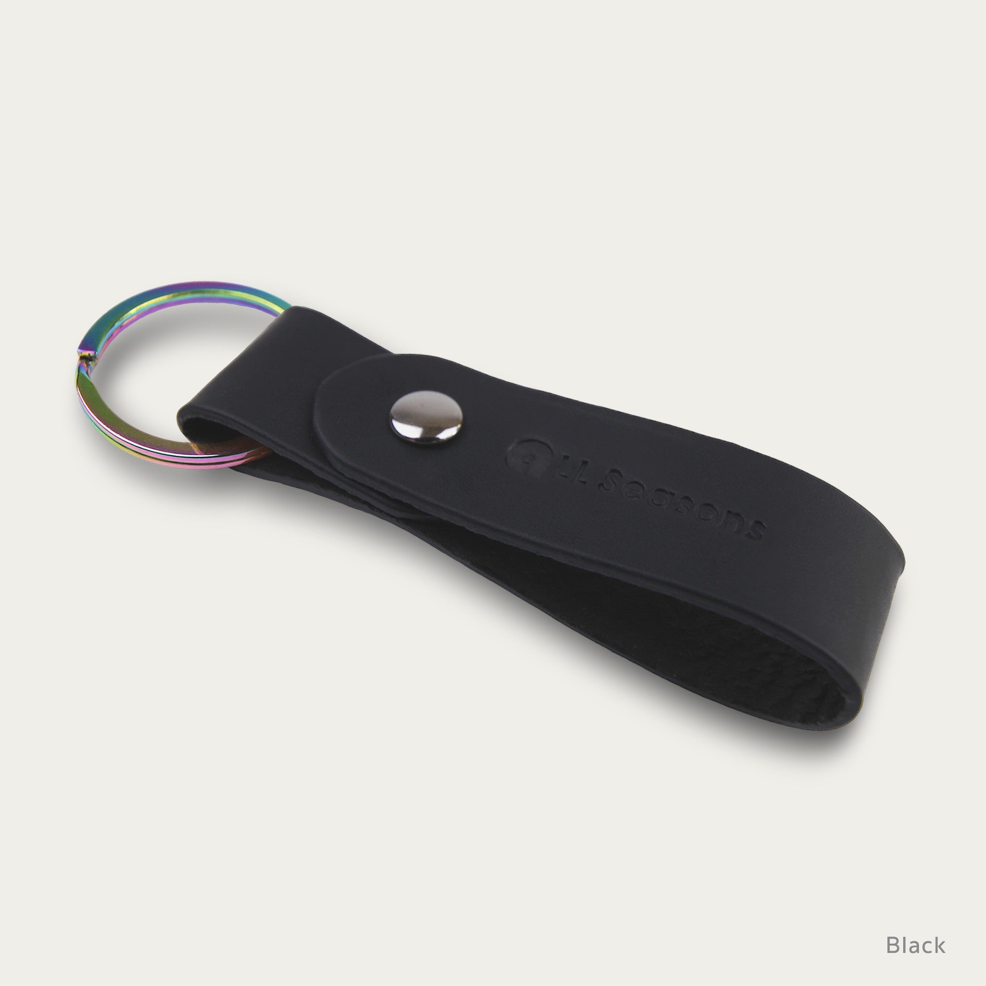 A Rainbow Flat Round Keychain [Smooth Leather] V.6