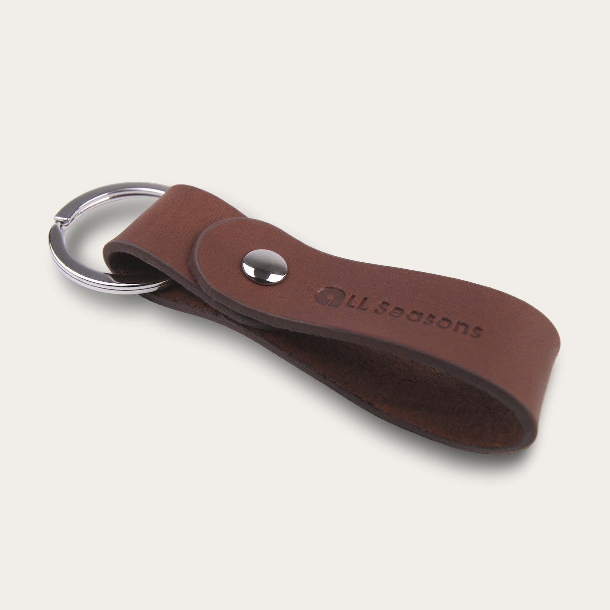 Simple Flat Round Keychain [Smooth Leather] V.7