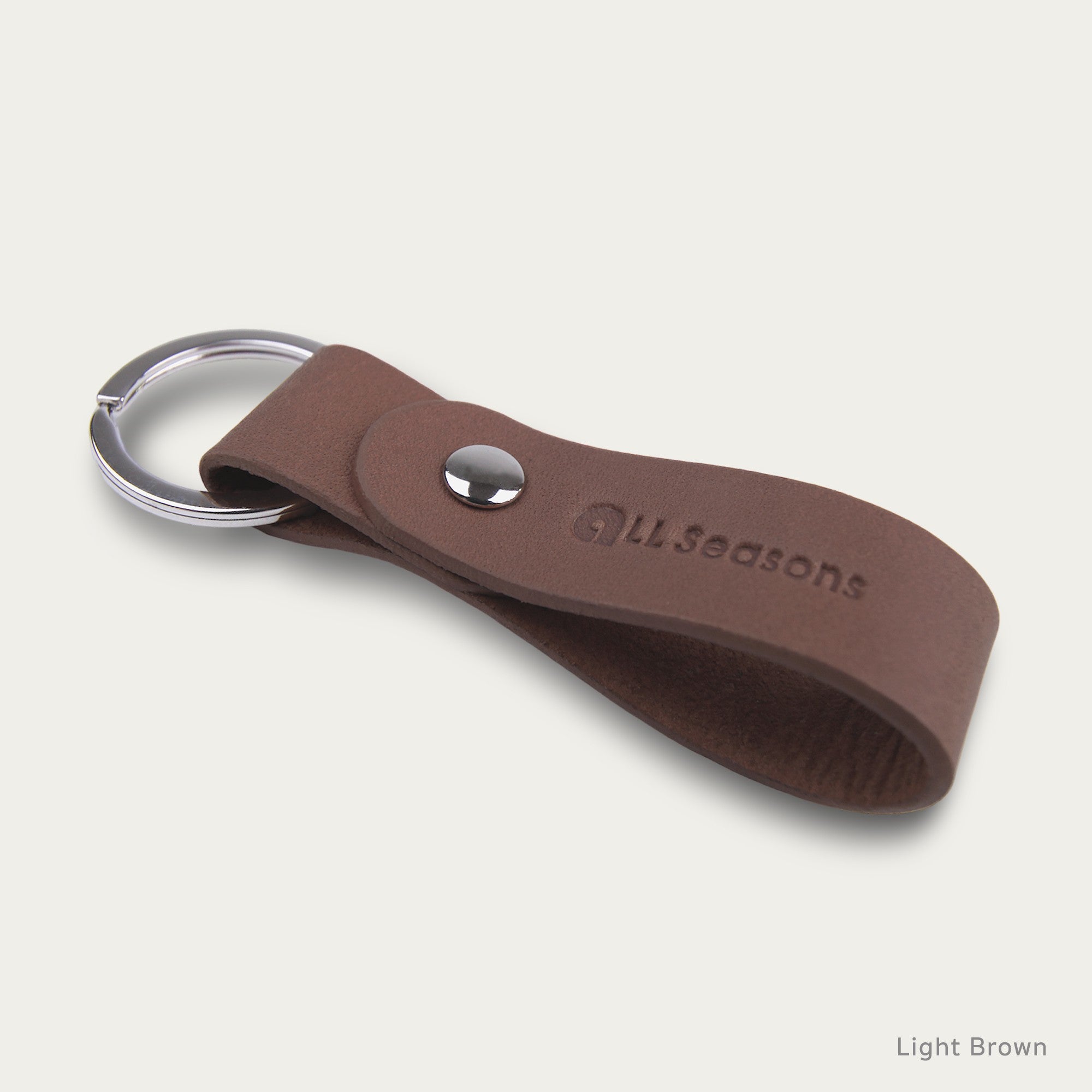Simple Flat Round Keychain [Smooth Leather] V.7