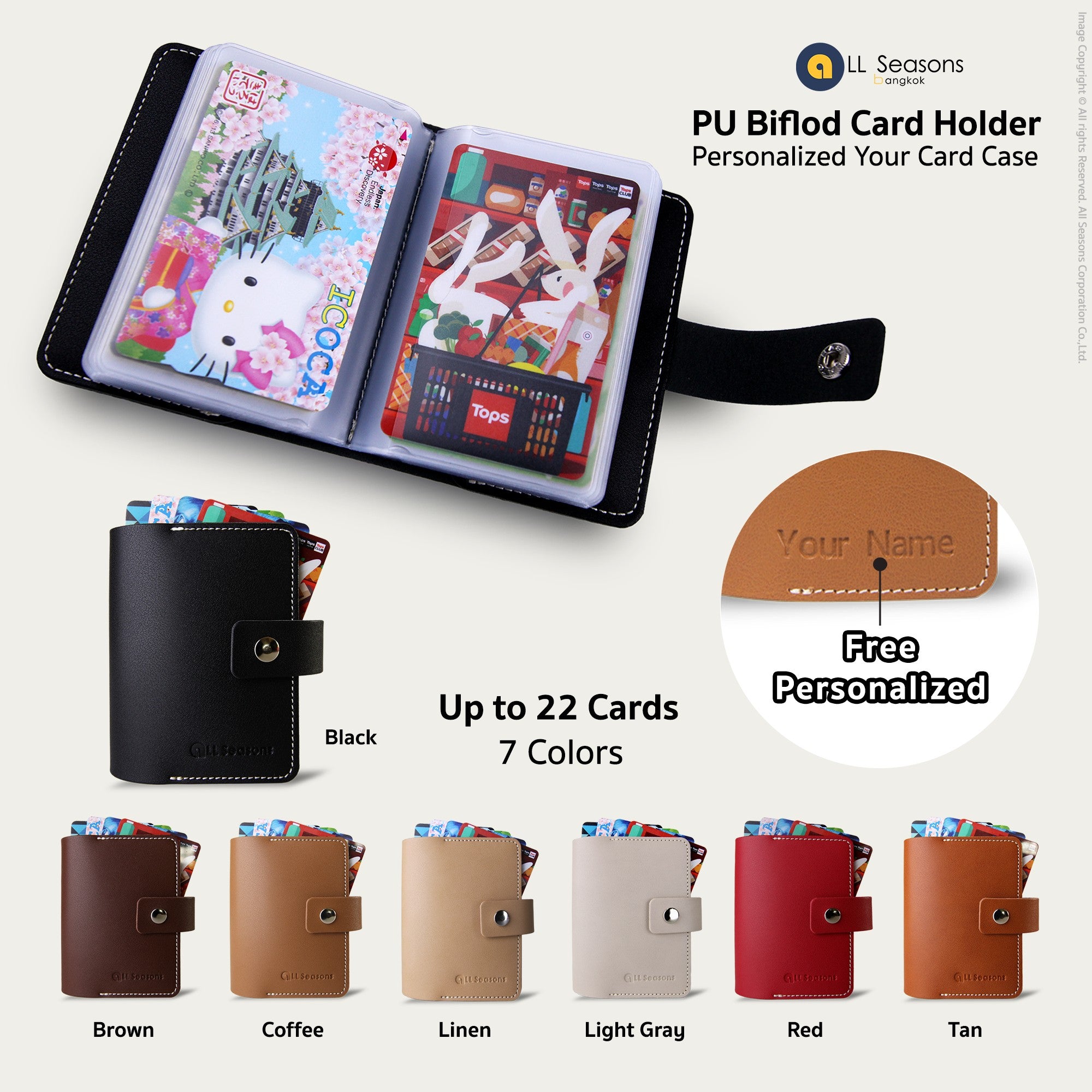 Personalized PU Bifold Card Holder V.1