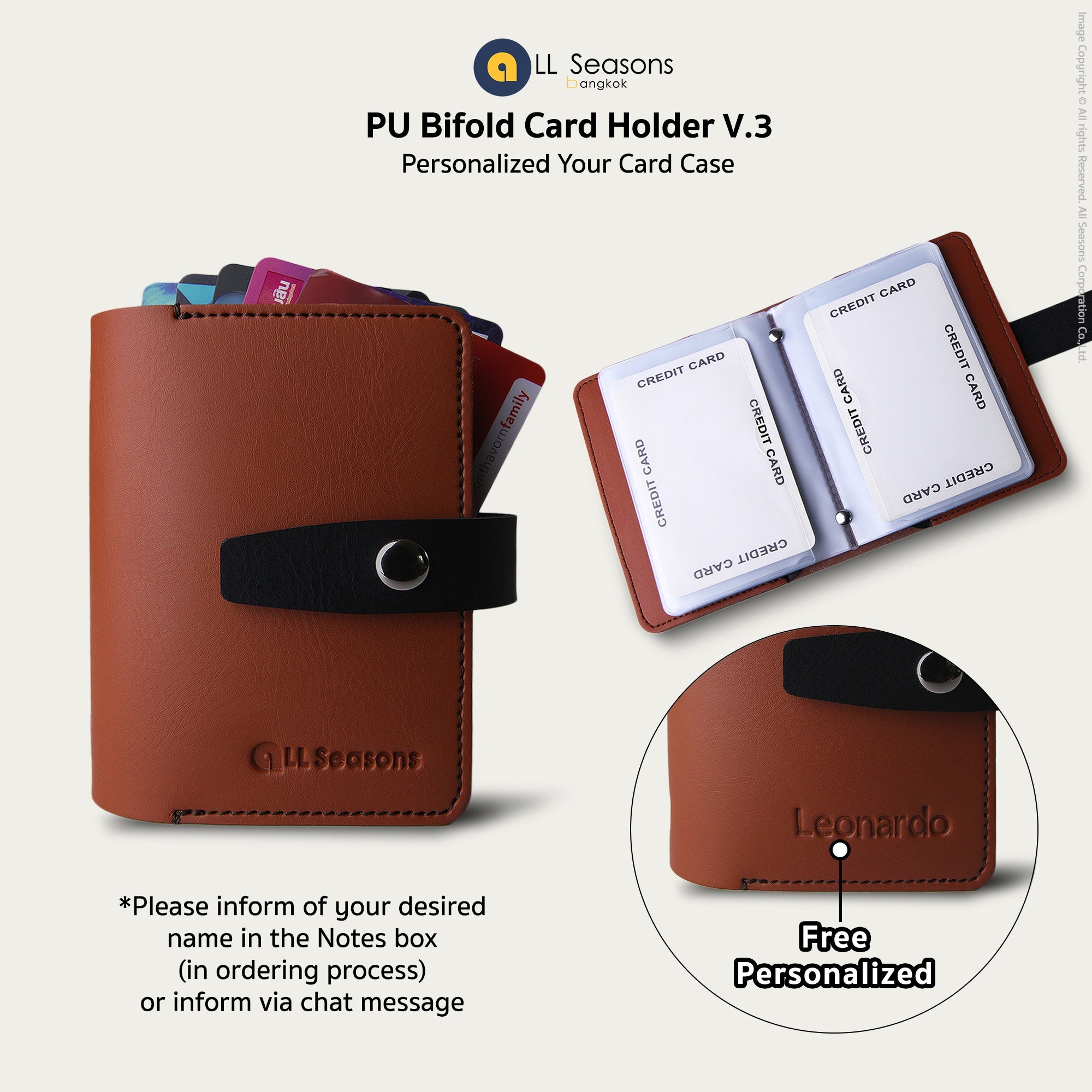 Personalized PU Bifold Card Holder V.3