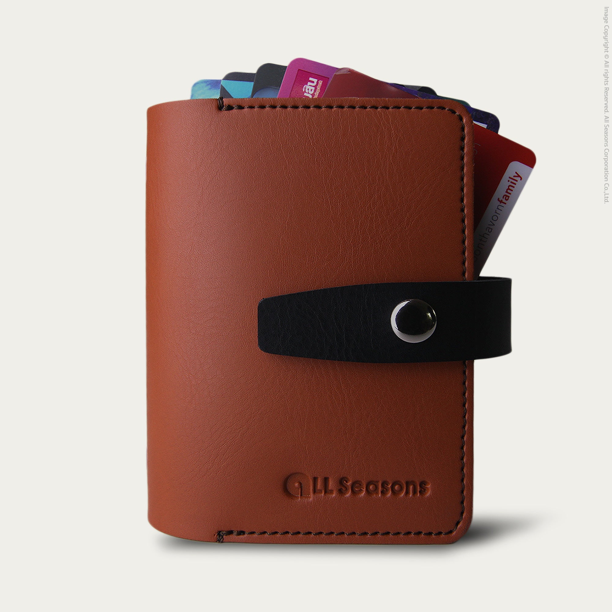 กระเป๋าใส่บัตร สลักชื่อฟรี หนังเทียม Personalized PU Bifold Card Holder V.3